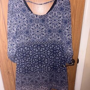 Elegant Blue Patterned Women's Top